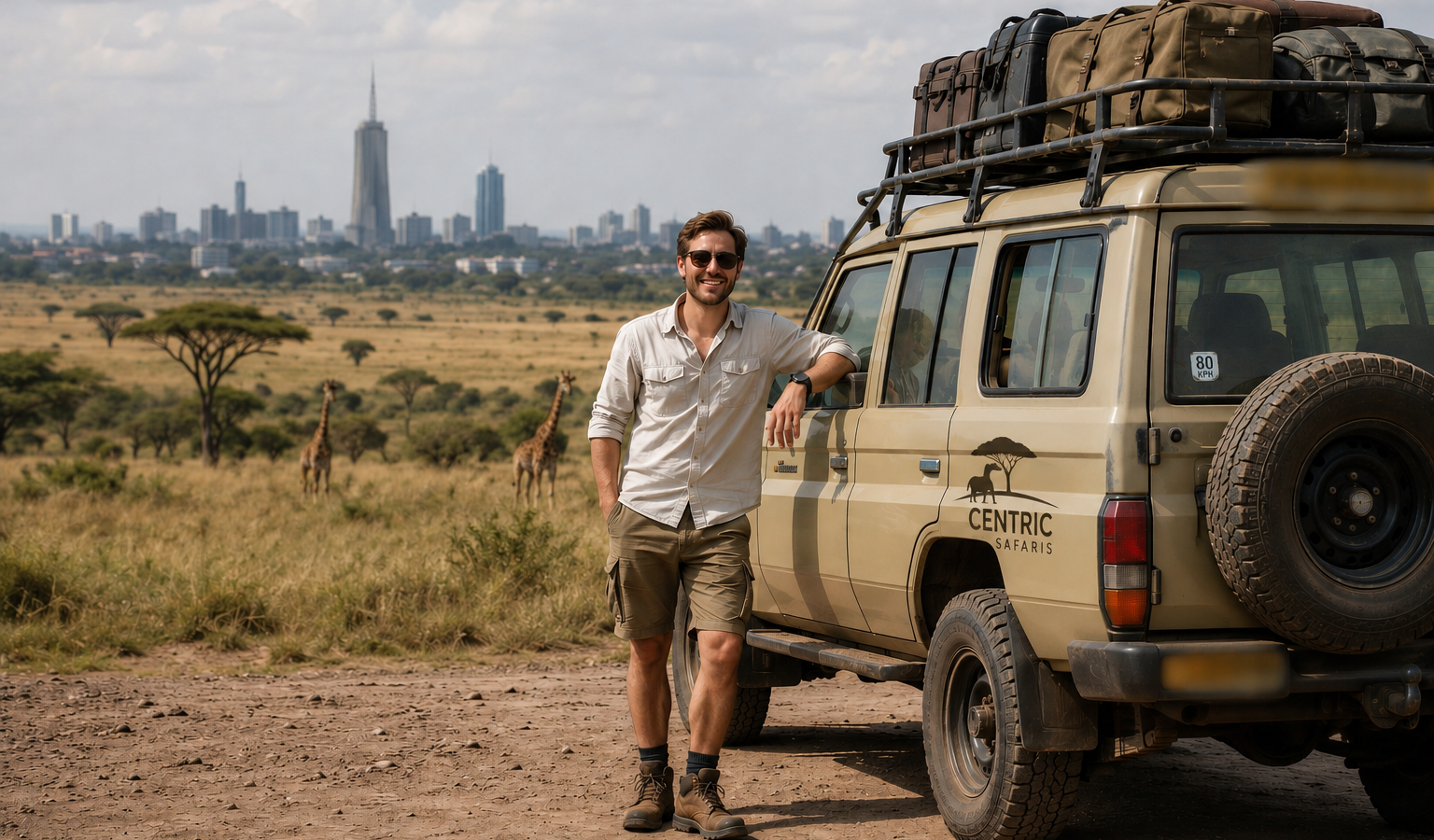 tourist with self drive rental car in Kenya