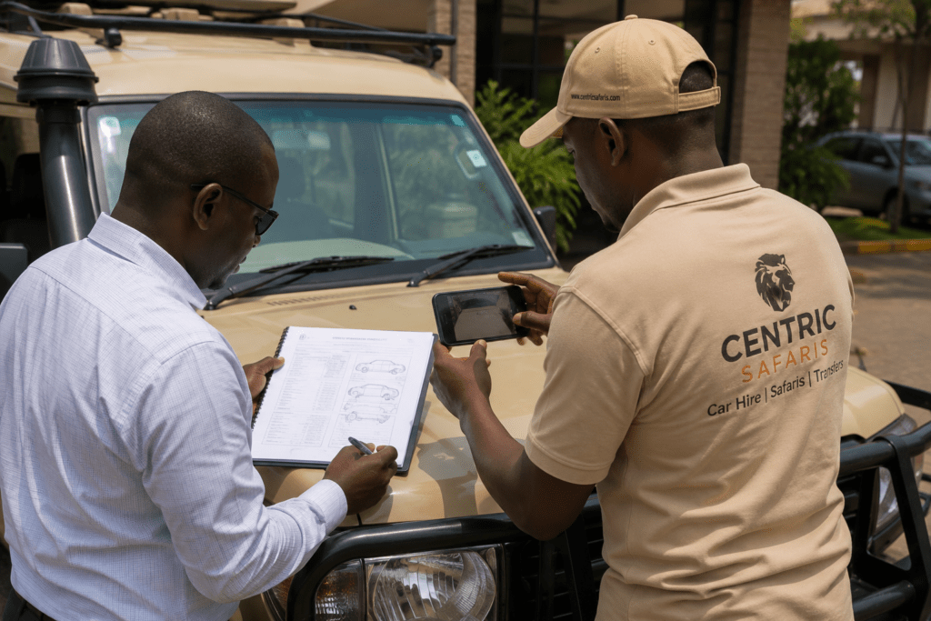 Vehicle inspection checklist before car hire pickup in Kenya