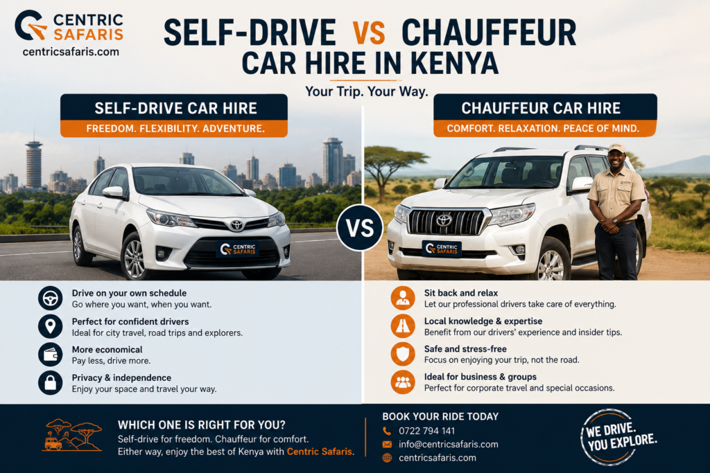Comparing self-drive and chauffeur-driven car hire options in Kenya